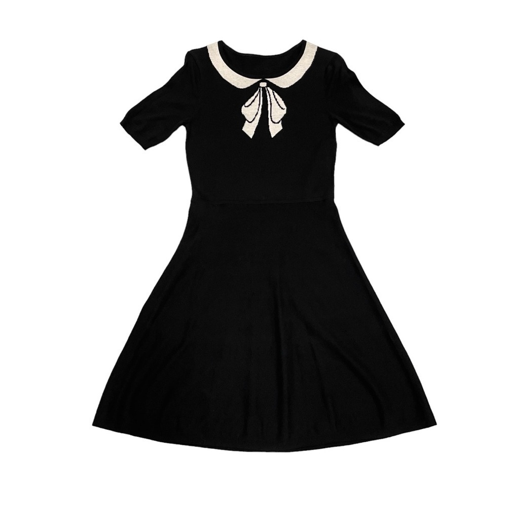 Lolita goth bow dress japanese school dress fits S / M black & white